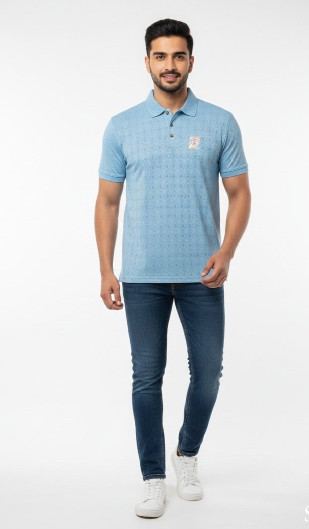 JACQUARD T-SHIRT SKY BLUE